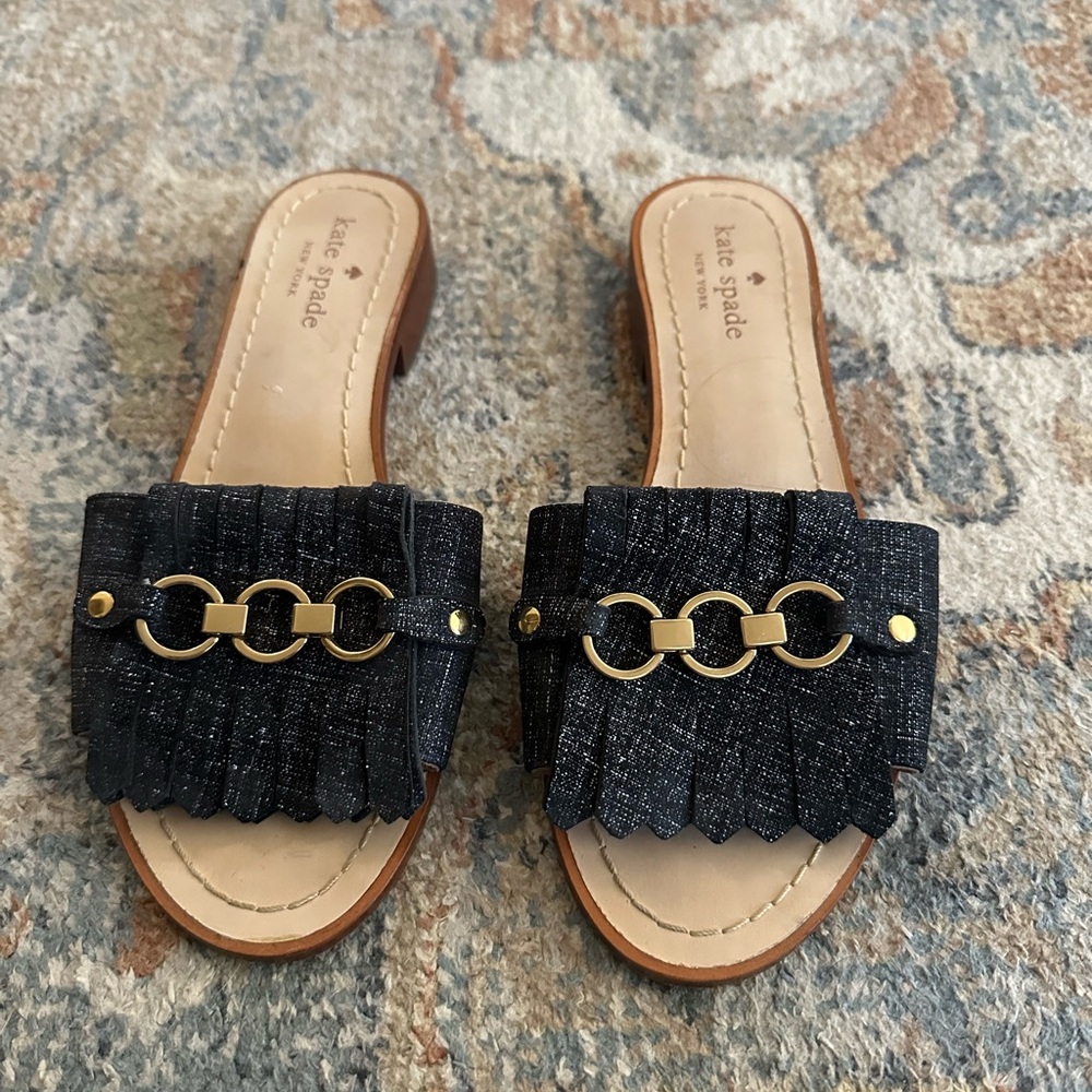 Kate Spade Brie Slide‎ Sandal, Metallic Denim
